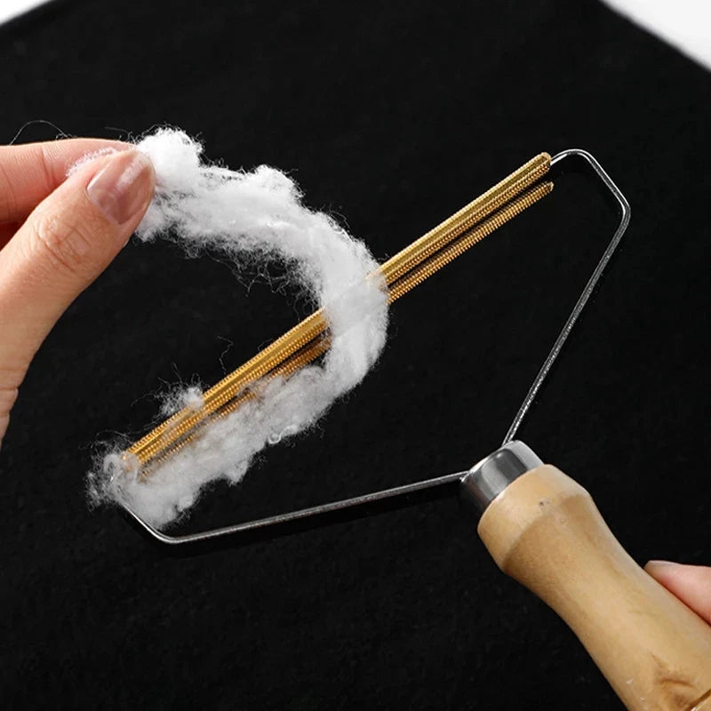 NestNudge Pet Hair Scraper — Wooden-Handle Hair Remover for Couch, Carpet & Car