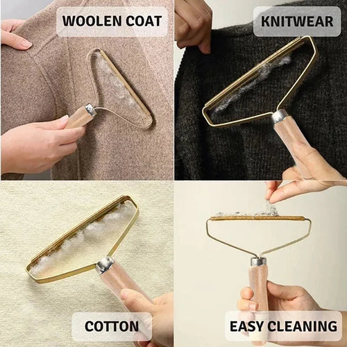 NestNudge Pet Hair Scraper — Wooden-Handle Hair Remover for Couch, Carpet & Car