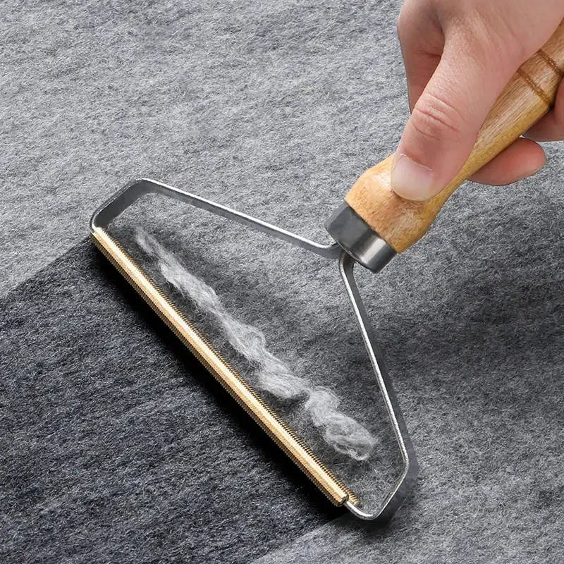 NestNudge Pet Hair Scraper — Wooden-Handle Hair Remover for Couch, Carpet & Car