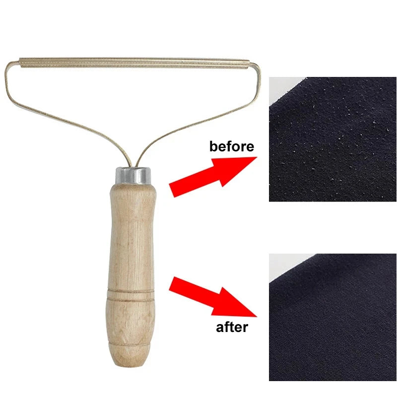 NestNudge Pet Hair Scraper — Wooden-Handle Hair Remover for Couch, Carpet & Car