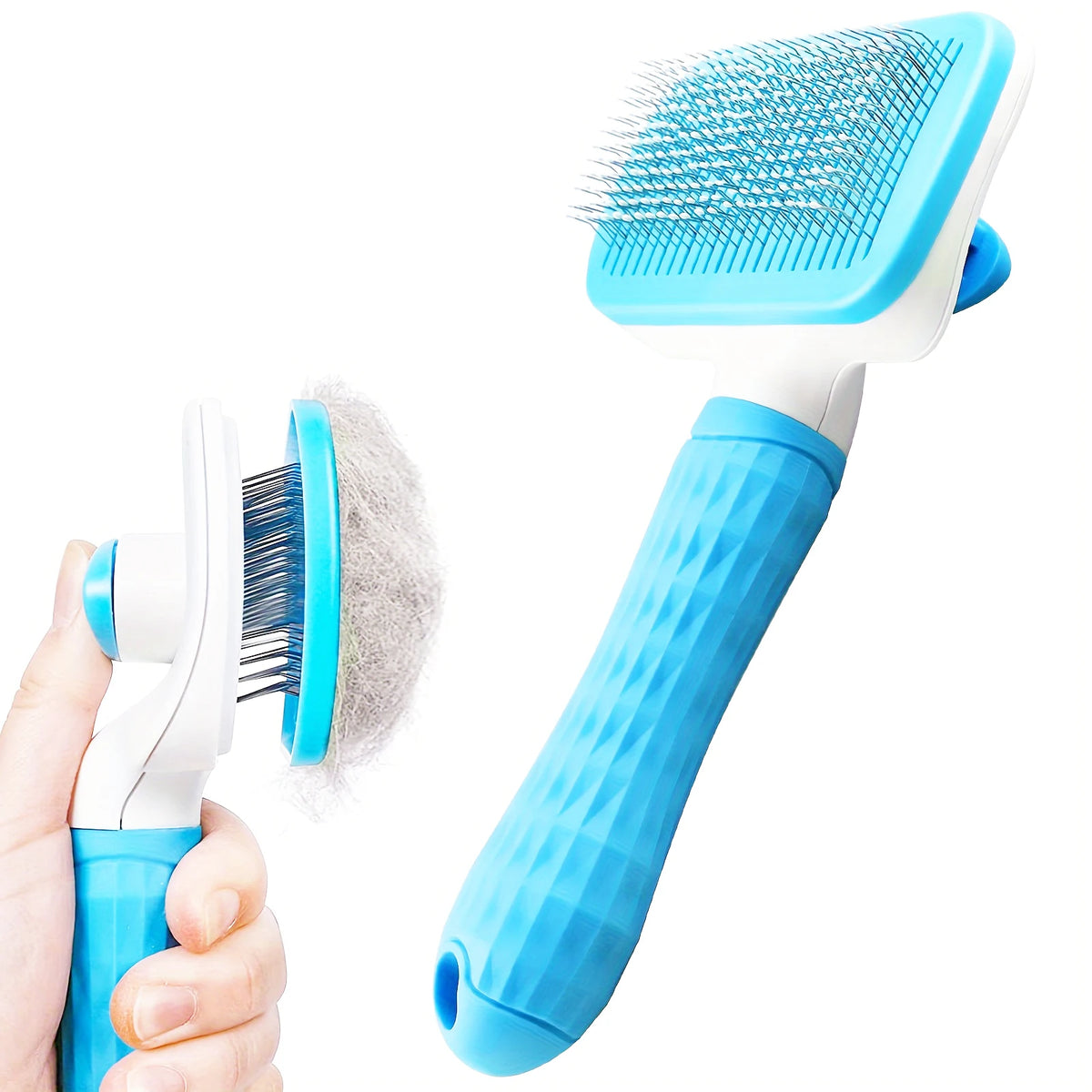 NestNudge Self-Cleaning Slicker Brush — One-Click Grooming Brush for Cats & Small-to-Medium Dogs